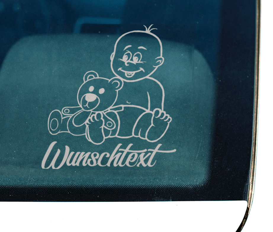 Autoaufkleber Baby on Board + Wunschname und Fußabdrücke X7102, Heck- &  Scheibenaufkleber, nach Verklebeposition, Autoaufkleber