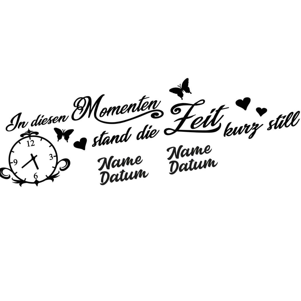 Wandtattoo 'In Diesen Moment…' – Personalisierbar Mit Daten, 30 Farben, 3 Größen, Für Wohnzimmer & Mehr